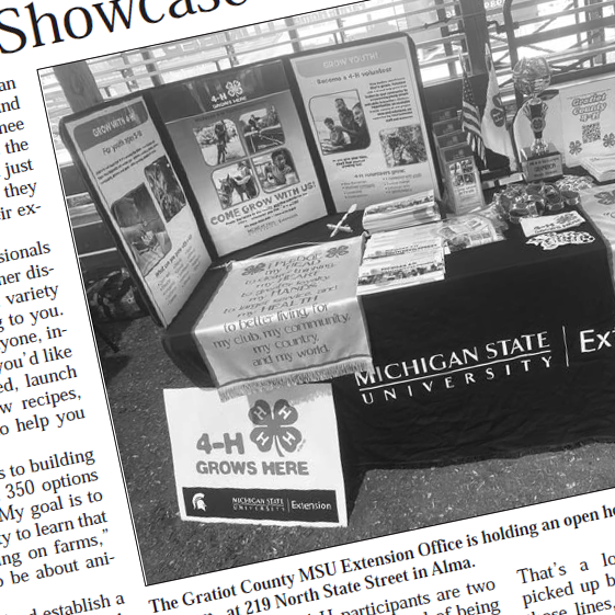 A table that shows an exhibit of information about the MSU Extension